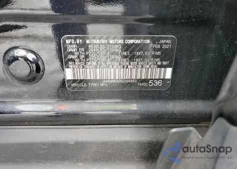 2022 Mitsubishi Eclipse Cross Se из США, поврежденный, VIN JA4ASWAA2NZ004850